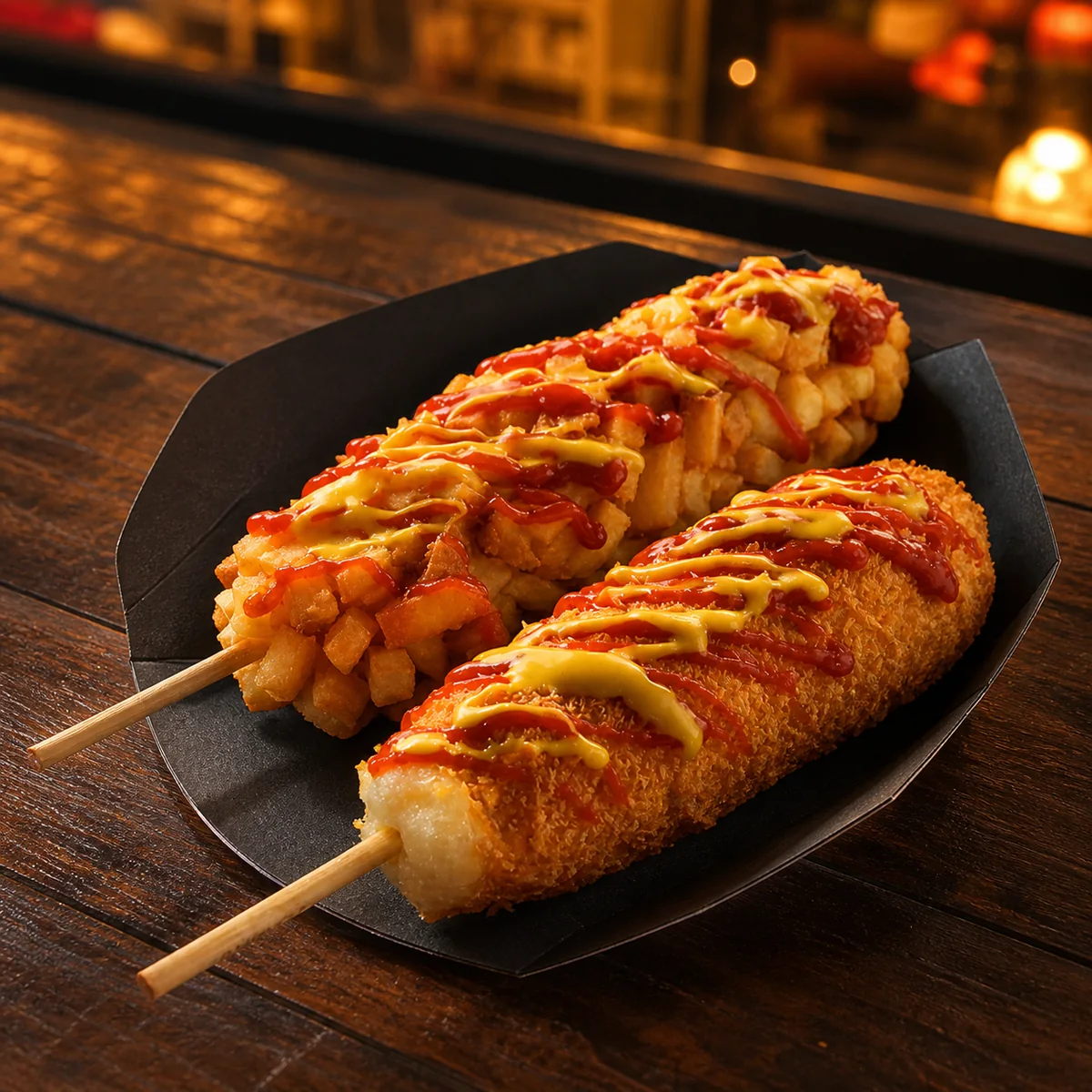 ポテト衣と通常衣のチーズハットク提供イメージ